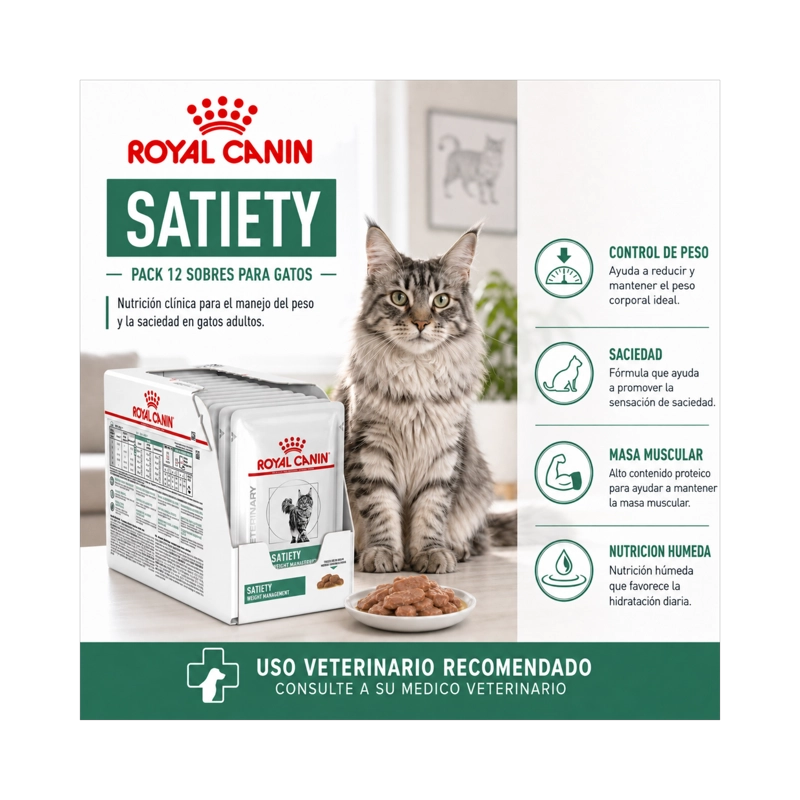 ROYAL CANIN POUCH SATIETY GATO 85G (12 UNIDADES) | PACK 12 SOBRES - 6