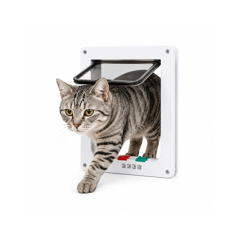 PUERTA PARA GATOS S BLANCA 20X19 CM INTERIOR MASCOTAS - 1