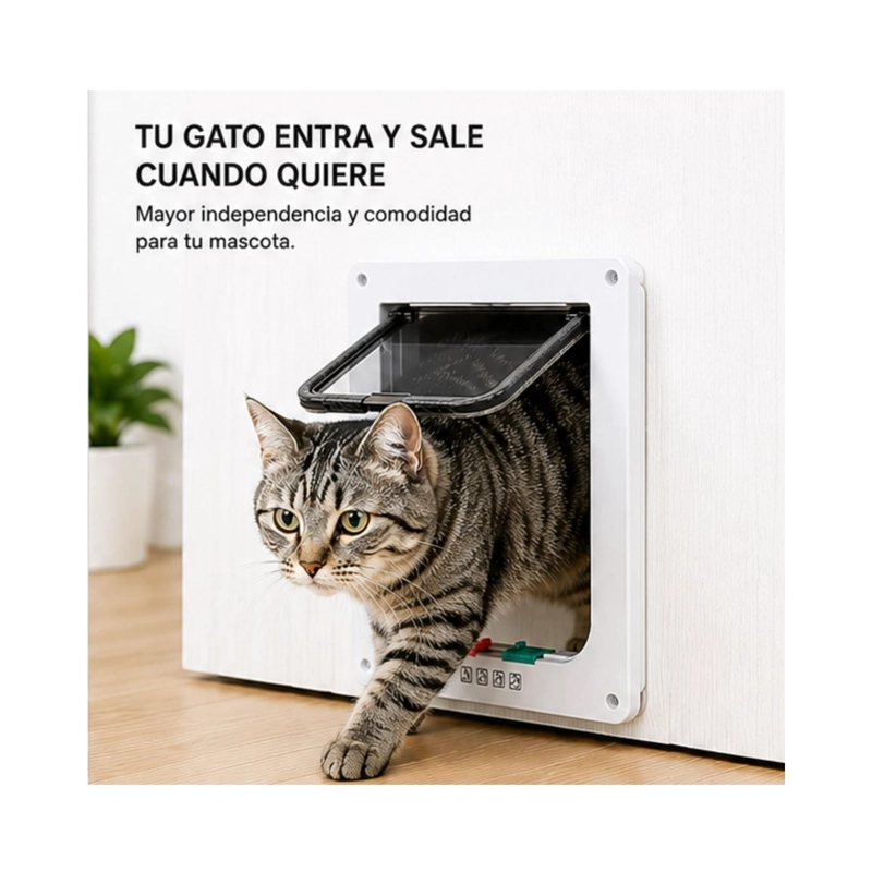 PUERTA PARA GATOS S BLANCA 20X19 CM INTERIOR MASCOTAS - 4