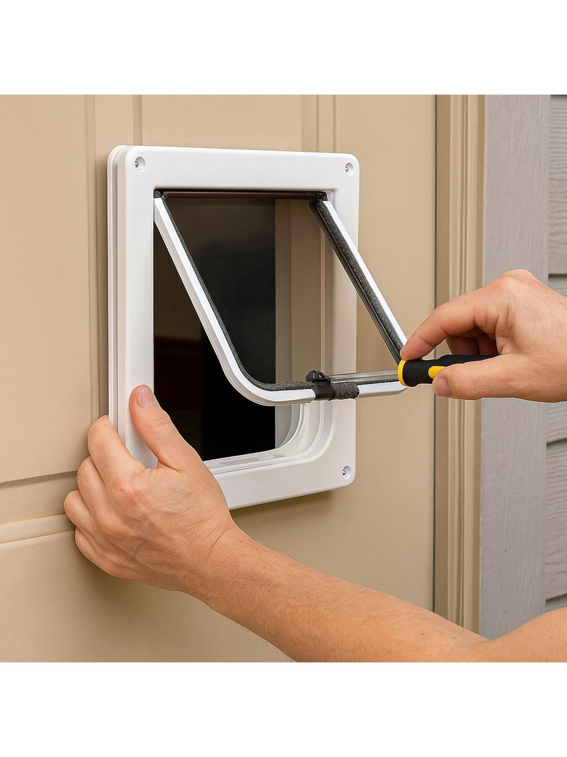 PUERTA PARA PERROS CON TRABA SEGURIDAD 28,5X24,5 CM - 7