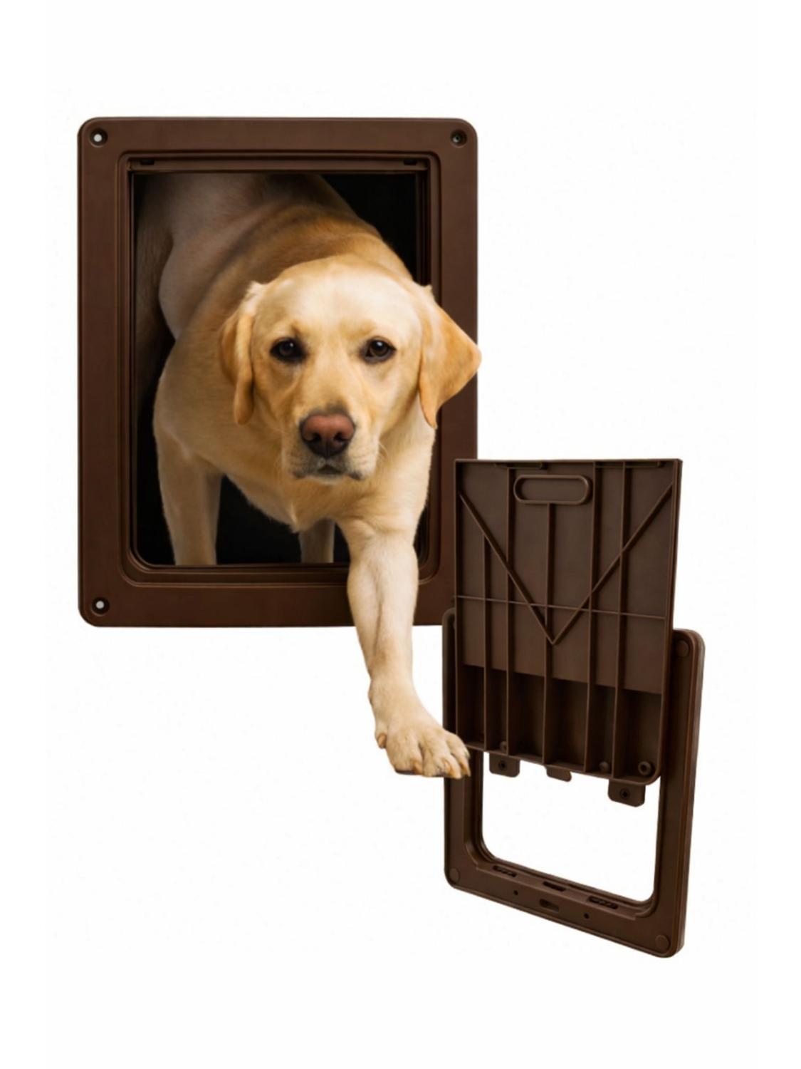 PUERTA PARA PERROS CON TRABA SEGURIDAD 43X36 CM EXTERIOR - 1