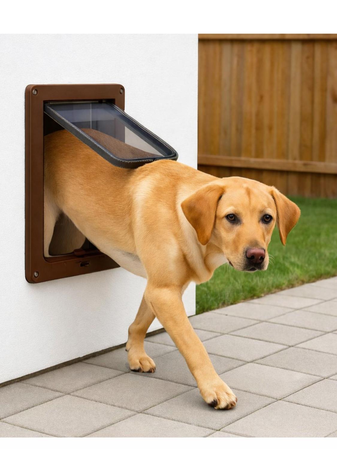 PUERTA PARA PERROS CON TRABA SEGURIDAD 43X36 CM EXTERIOR - 2