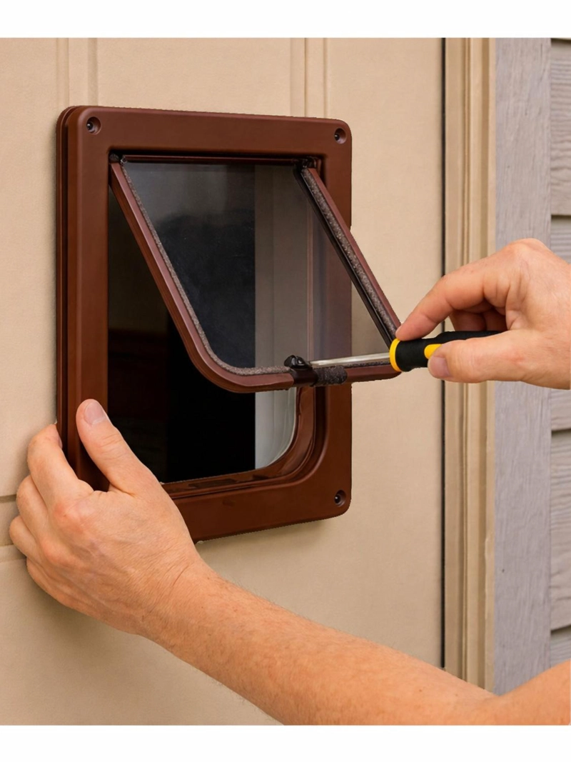 PUERTA PARA PERROS CON TRABA SEGURIDAD 43X36 CM EXTERIOR - 5