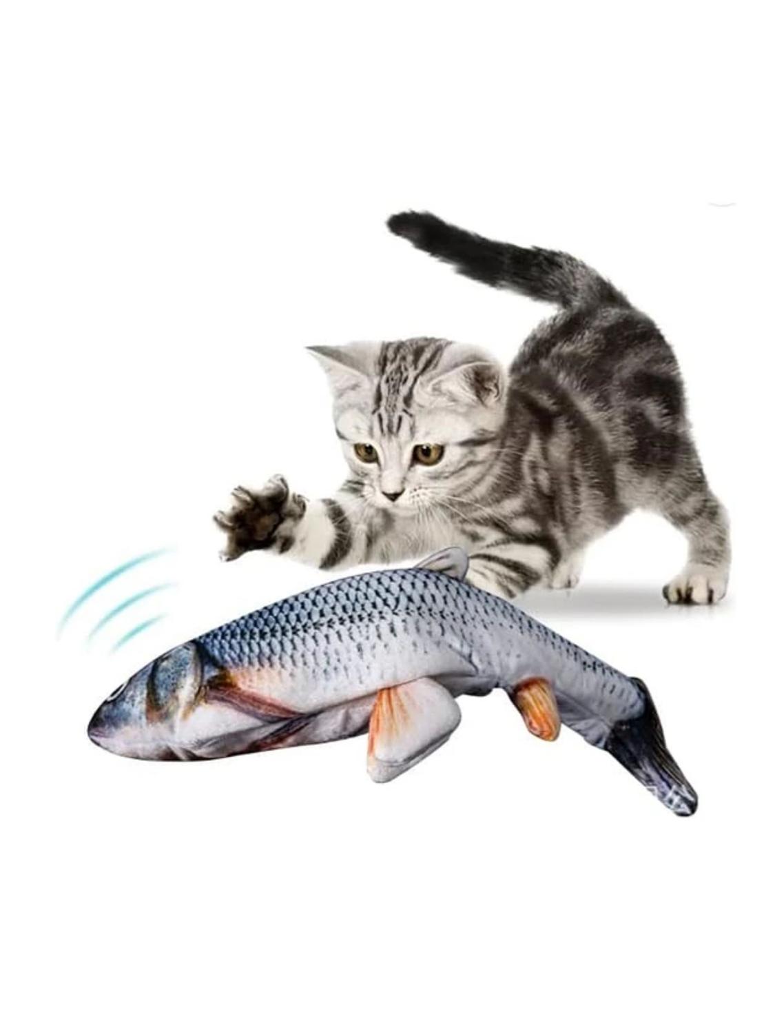 PEZ PELUCHE GATO CON MOVIMIENTO RECARGABLE + CATNIP USB - 3