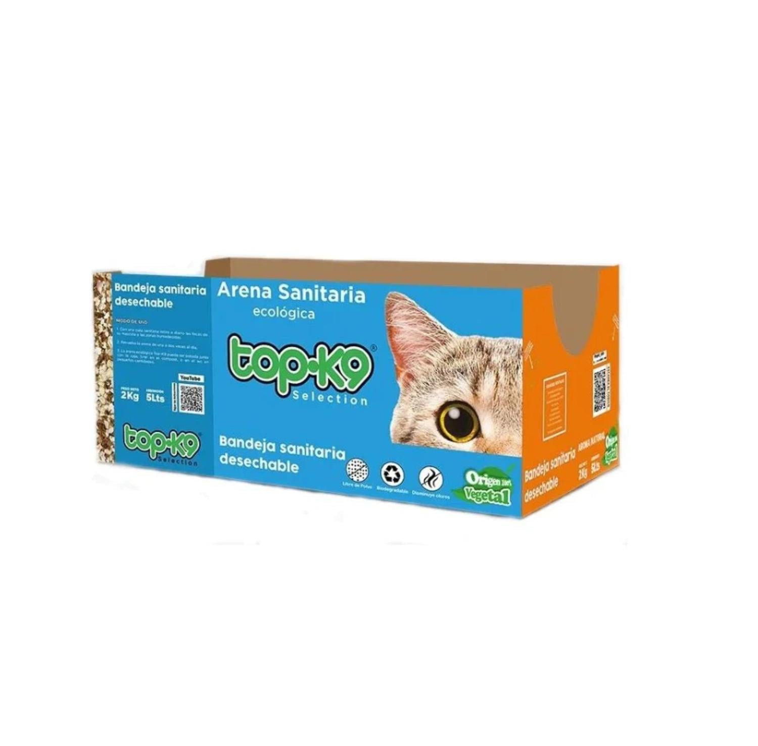 ARENA SANITARIA TOP K9 ECOLOGICA 2KG + BANDEJA DESECHABLE AZUL - 2