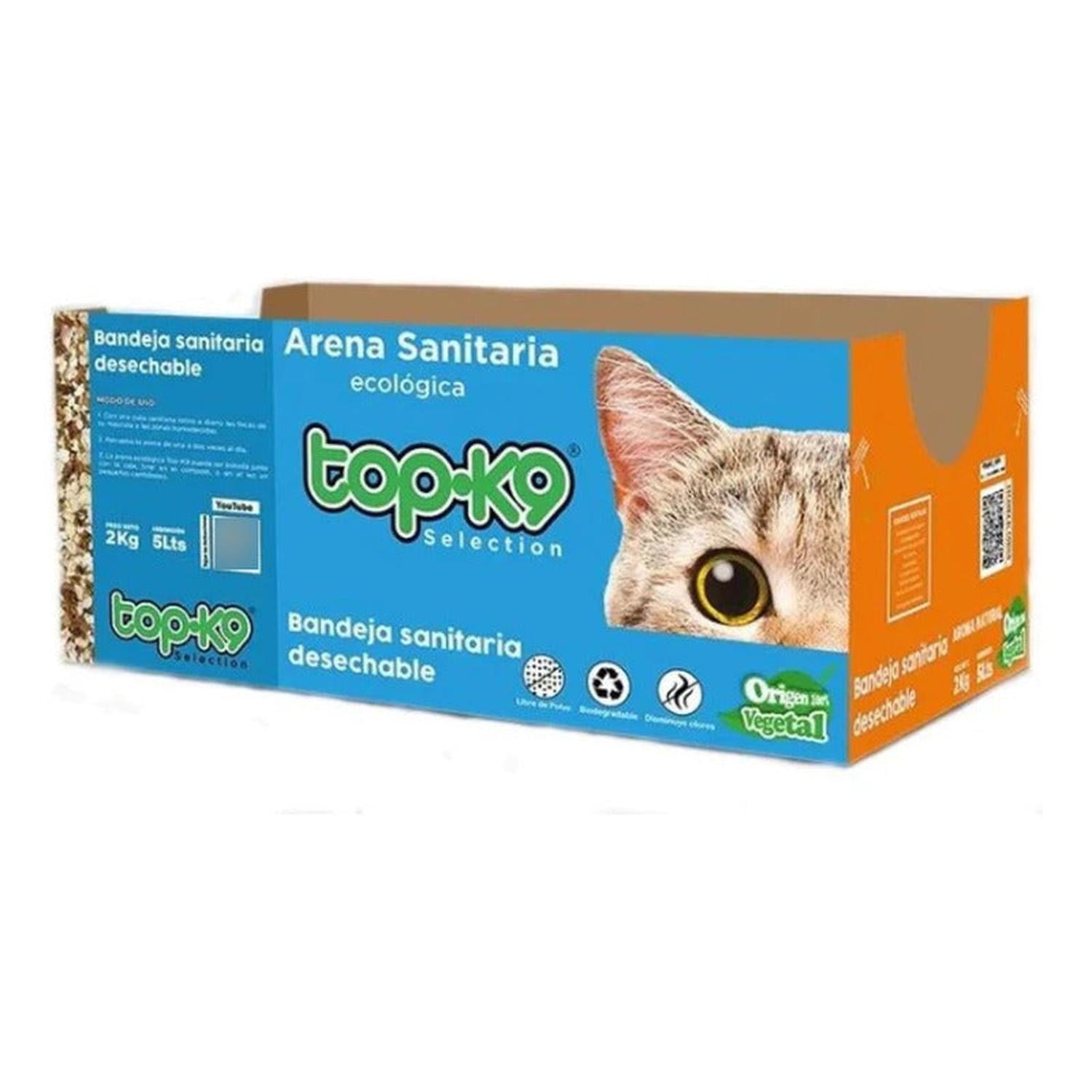 ARENA SANITARIA TOP K9 ECOLOGICA 2KG + BANDEJA DESECHABLE AZUL - 3