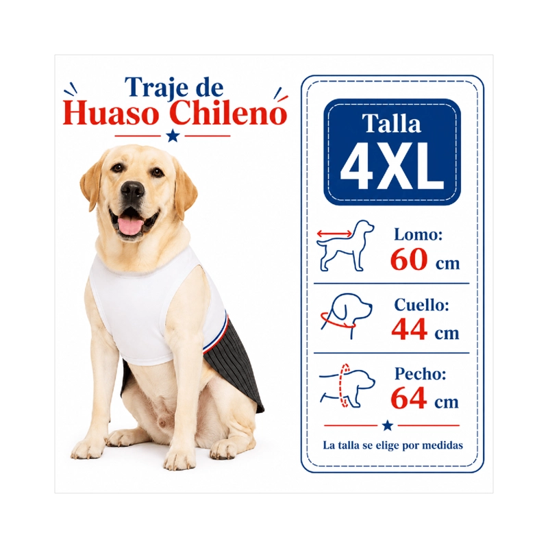 TRAJE DE HUASO CHILENO PARA PERRO TALLA 4XL - 3