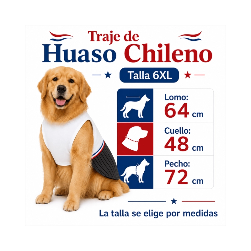TRAJE DE HUASO CHILENO PARA PERRO TALLA 6XL - 3