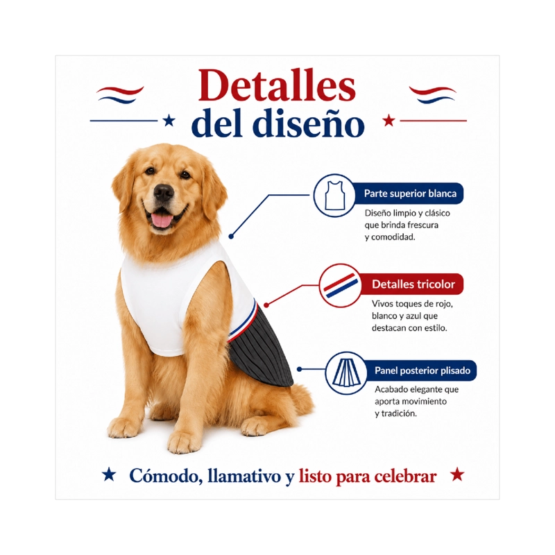 TRAJE DE HUASO CHILENO PARA PERRO TALLA 6XL - 8