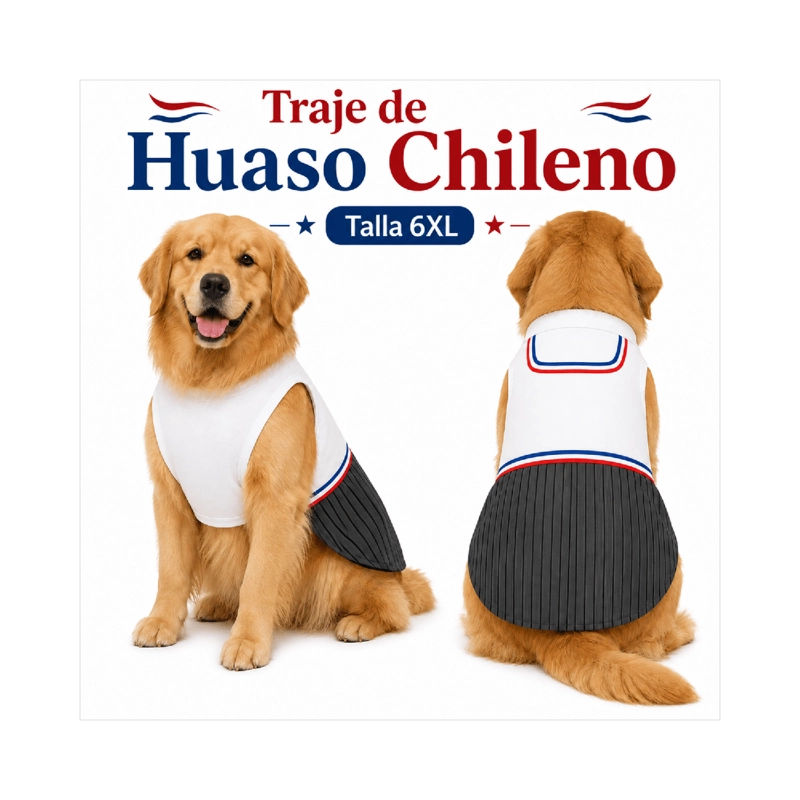 TRAJE DE HUASO CHILENO PARA PERRO TALLA 6XL - 9