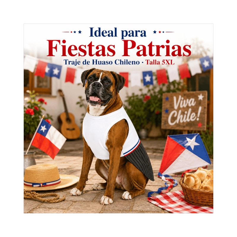 TRAJE DE HUASO CHILENO PARA PERRO TALLA 5XL - 2