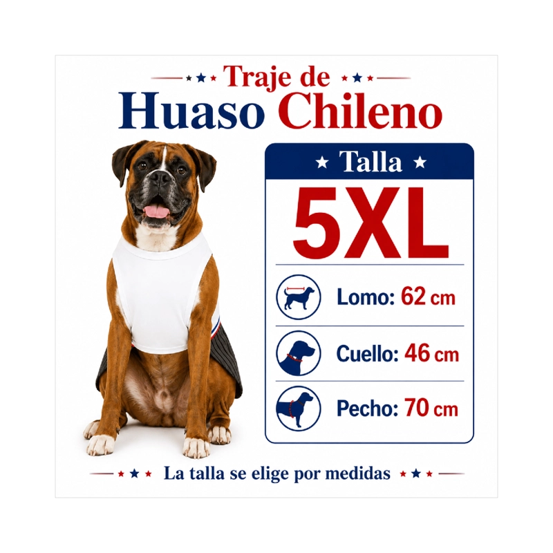 TRAJE DE HUASO CHILENO PARA PERRO TALLA 5XL - 3
