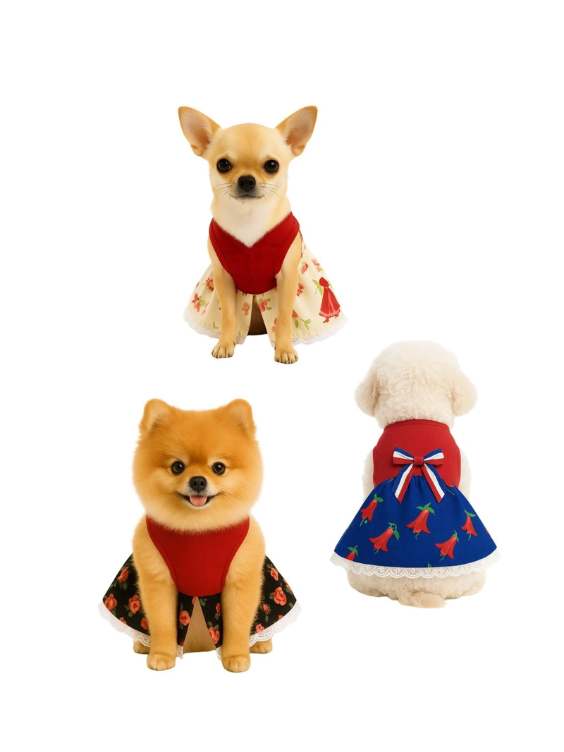 VESTIDO DE HUASA FLORAL PARA PERRO TALLA S - 1