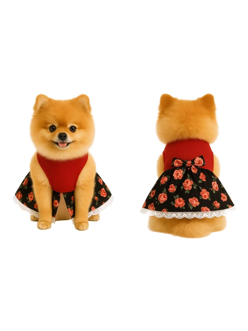 VESTIDO DE HUASA FLORAL PARA PERRO TALLA XS - 4
