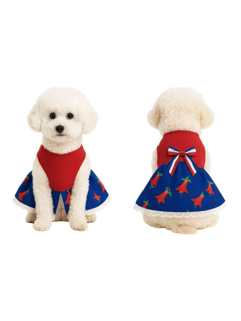 VESTIDO DE HUASA FLORAL PARA PERRO TALLA XS - 6