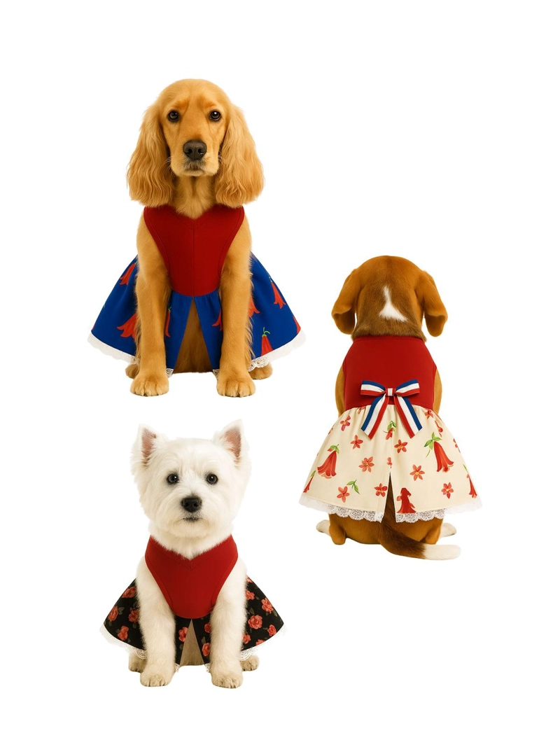 VESTIDO DE HUASA FLORAL PARA PERRO TALLA 3XL - 1