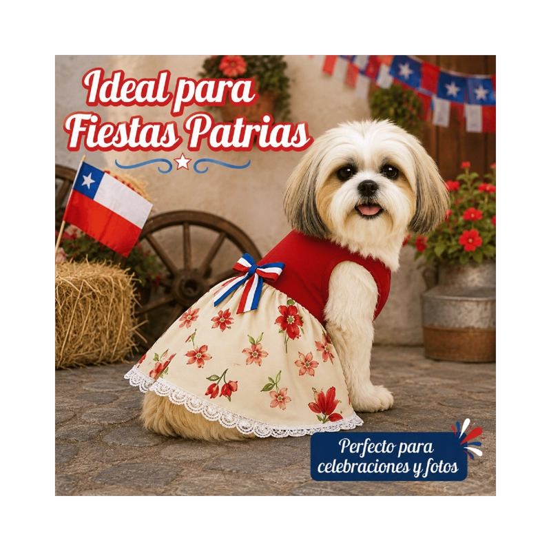 VESTIDO DE HUASA FLORAL PARA PERRO TALLA 3XL - 2
