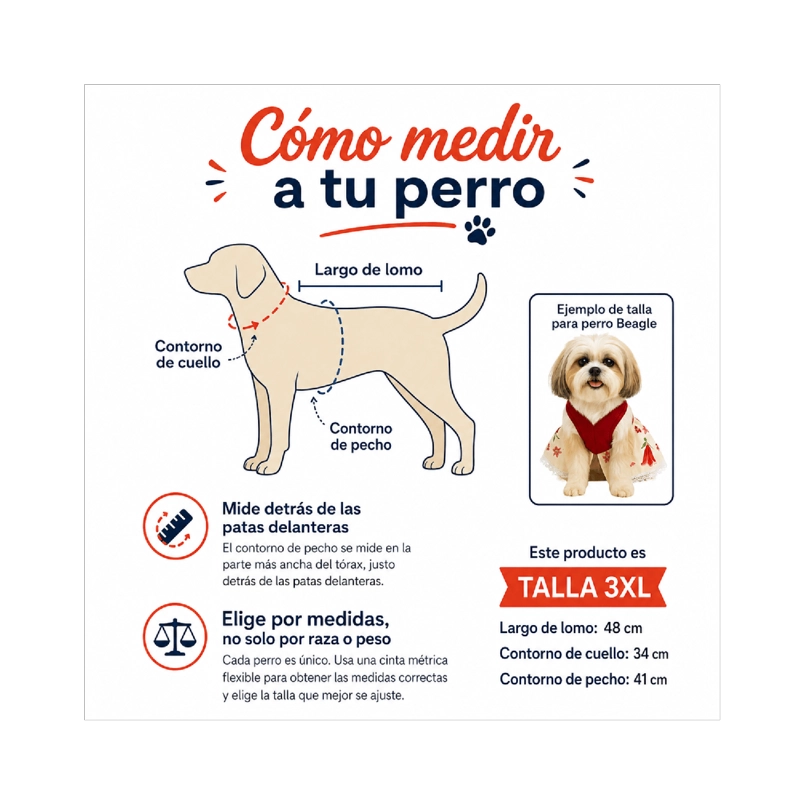 VESTIDO DE HUASA FLORAL PARA PERRO TALLA 3XL - 5