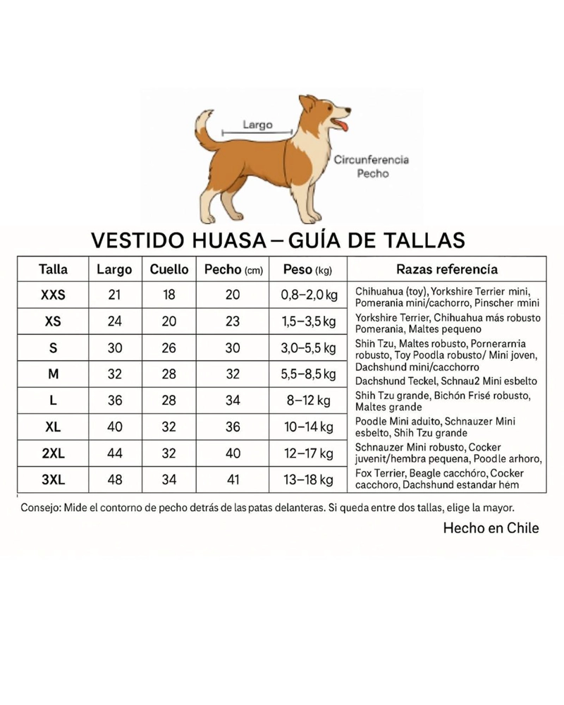 VESTIDO DE HUASA FLORAL PARA PERRO TALLA 3XL - 6