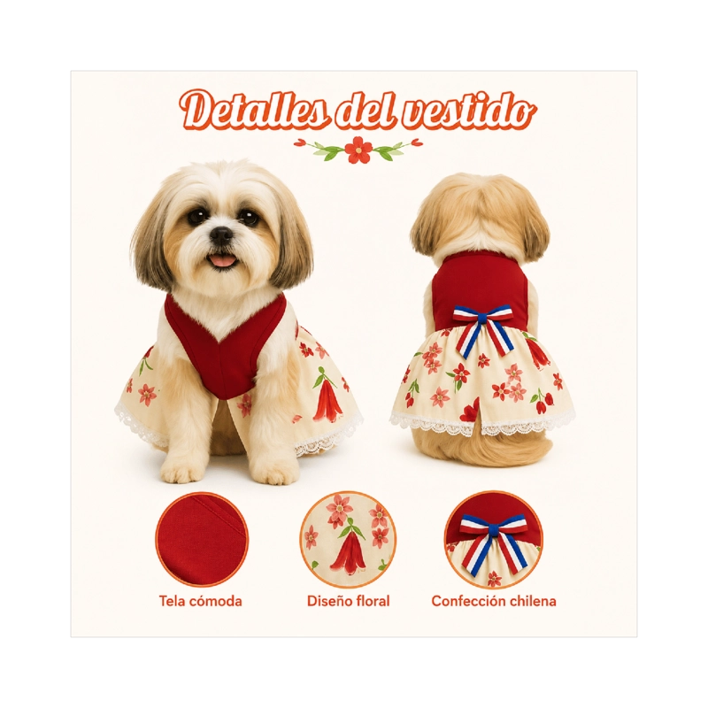 VESTIDO DE HUASA FLORAL PARA PERRO TALLA 3XL - 8