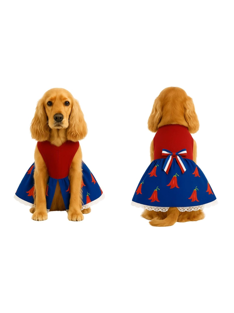 VESTIDO DE HUASA FLORAL PARA PERRO TALLA 2XL - 4