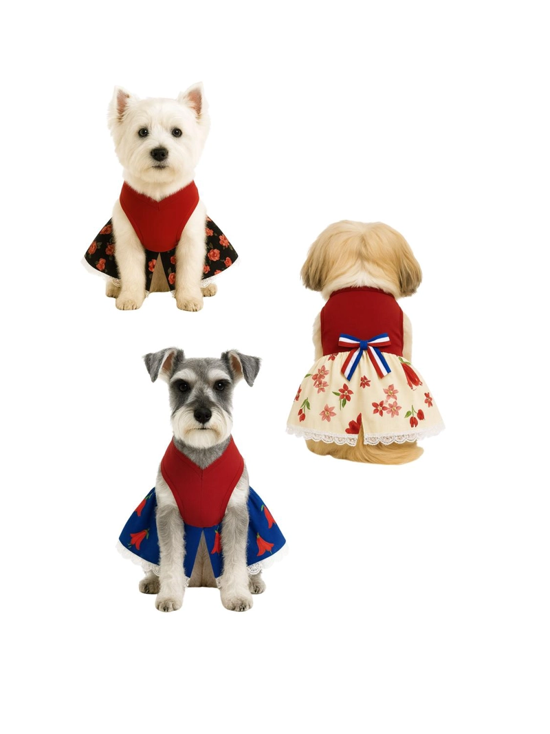 VESTIDO DE HUASA FLORAL PARA PERRO TALLA XL - 1