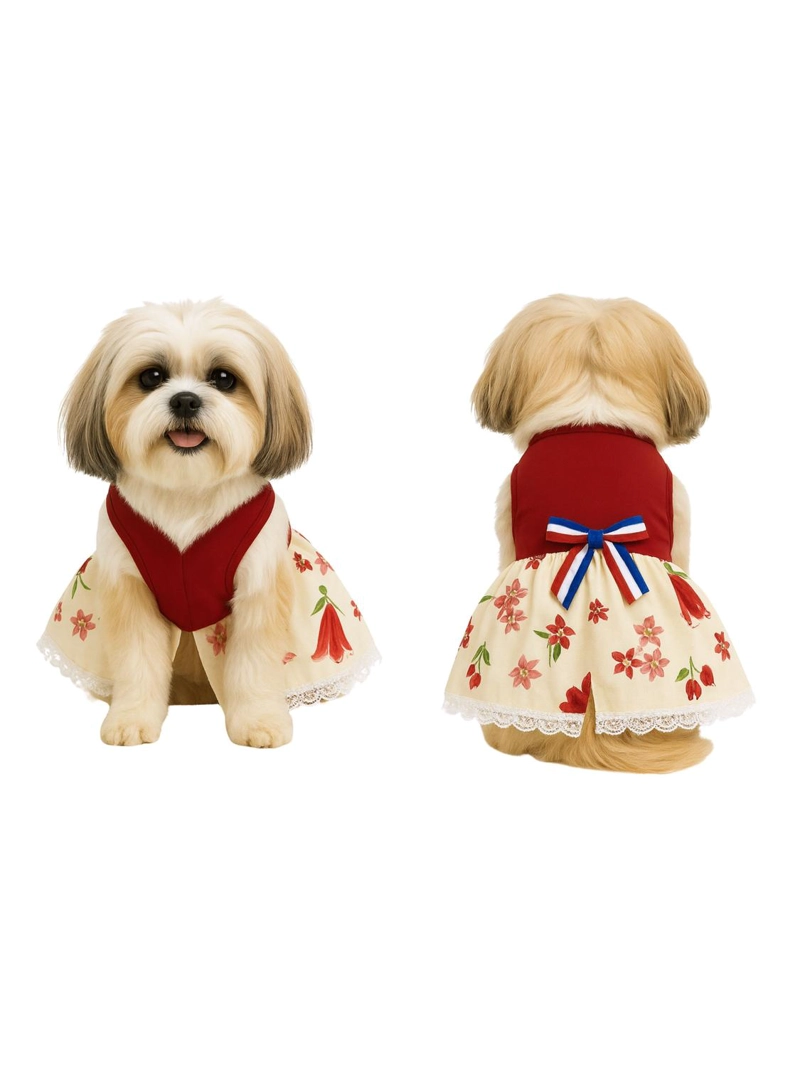 VESTIDO DE HUASA FLORAL PARA PERRO TALLA XL - 6