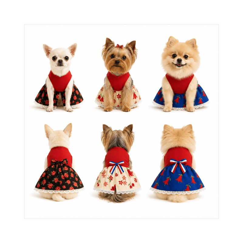 VESTIDO DE HUASA FLORAL PARA PERRO TALLA XXS - 1