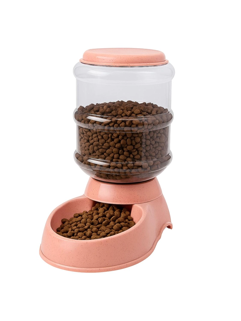 DISPENSADOR DE COMIDA MASCOTAS 3.5 L PERROS Y GATOS ROSA - 1