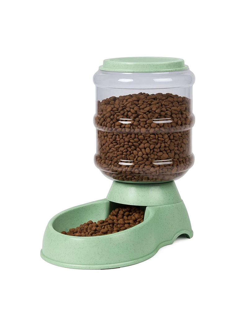 DISPENSADOR DE COMIDA MASCOTAS 3.5 L PERROS Y GATOS VERDE - 1