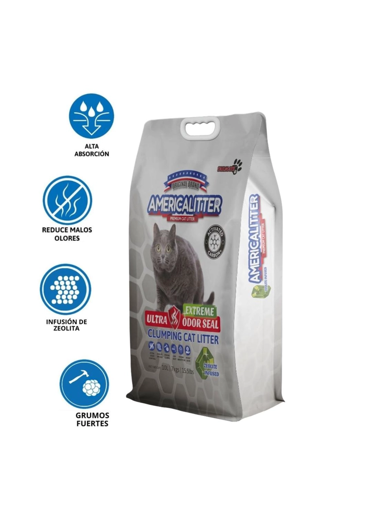 ARENA SANITARIA GATOS AMERICA LITTER ODOR SEAL EXTREME 7KG - 2
