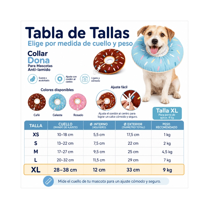 COLLAR DONA ANTI-LAMIDO MASCOTAS TALLA XL AJUSTABLE - 4
