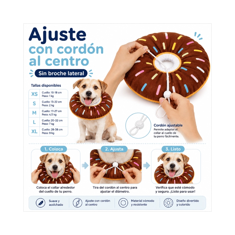 COLLAR DONA ANTI-LAMIDO MASCOTAS TALLA XL AJUSTABLE - 5