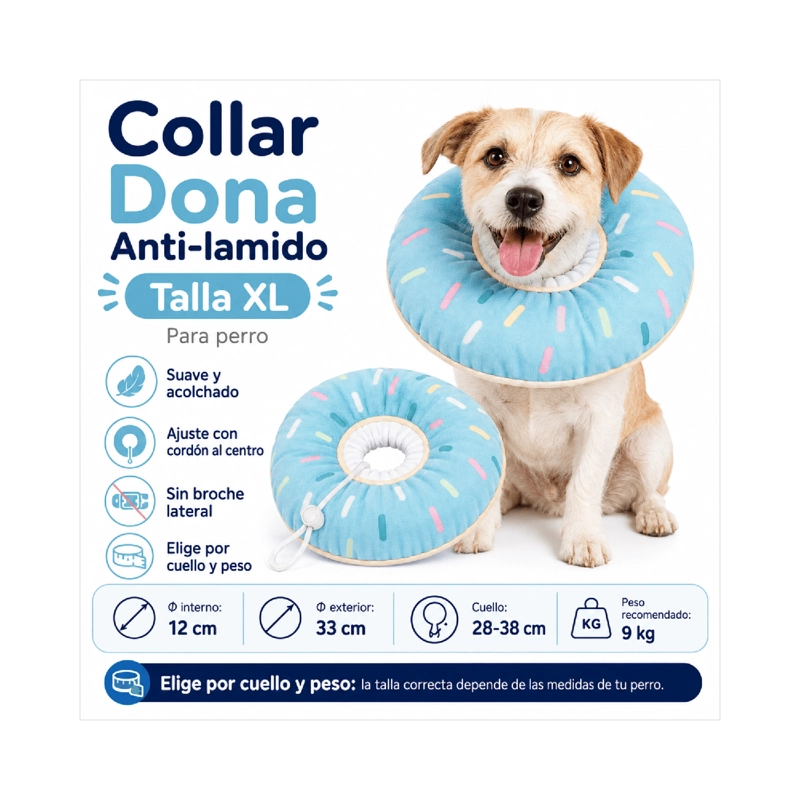 COLLAR DONA ANTI-LAMIDO MASCOTAS TALLA XL AJUSTABLE - 8