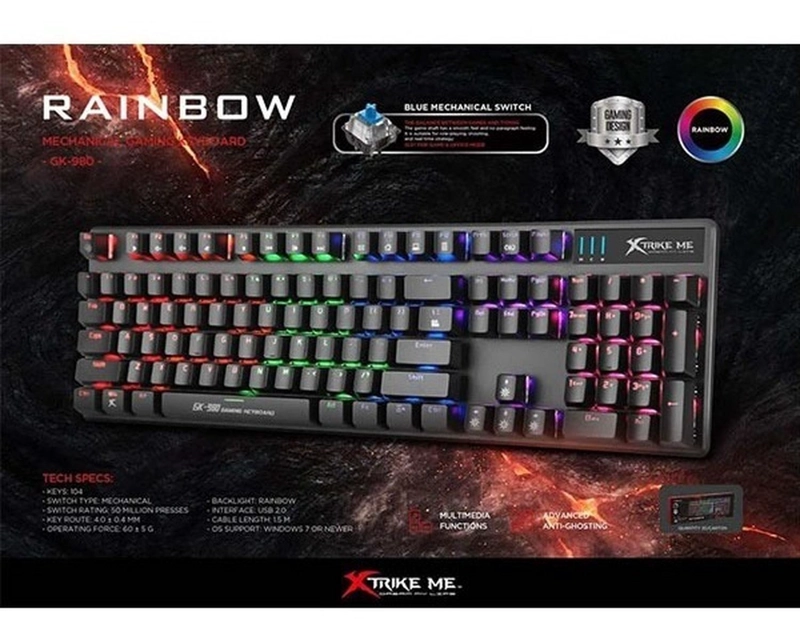 TECLADO GAMER MECANICO XTRIKE ME GK-980 SWITCH AZUL RGB - 2