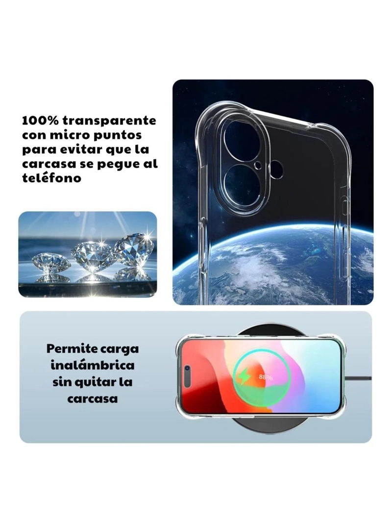 CARCASA PARA IPHONE 17 TRANSPARENTE ANTIGOLPE SILICONA - 3