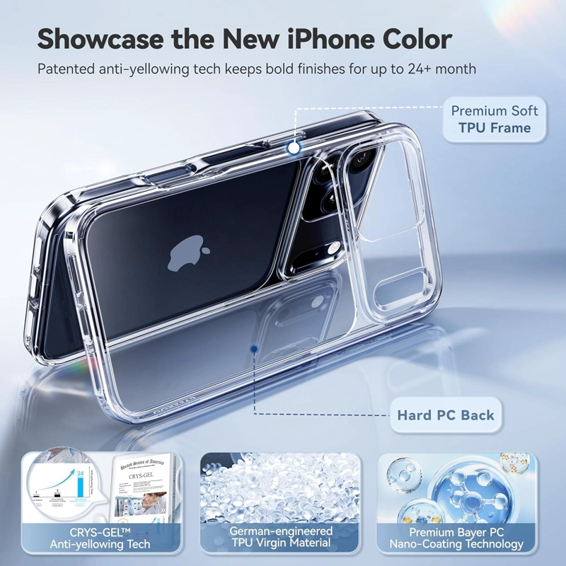 CARCASA PARA IPHONE 17 PRO TRANSPARENTE ANTIGOLPE SILICONA - 7