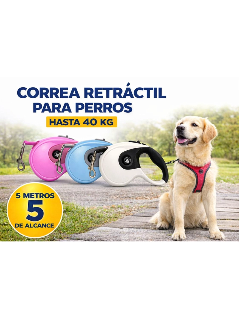 CORREA RETRACTIL PARA PERROS 5MT HASTA 40KG - 4