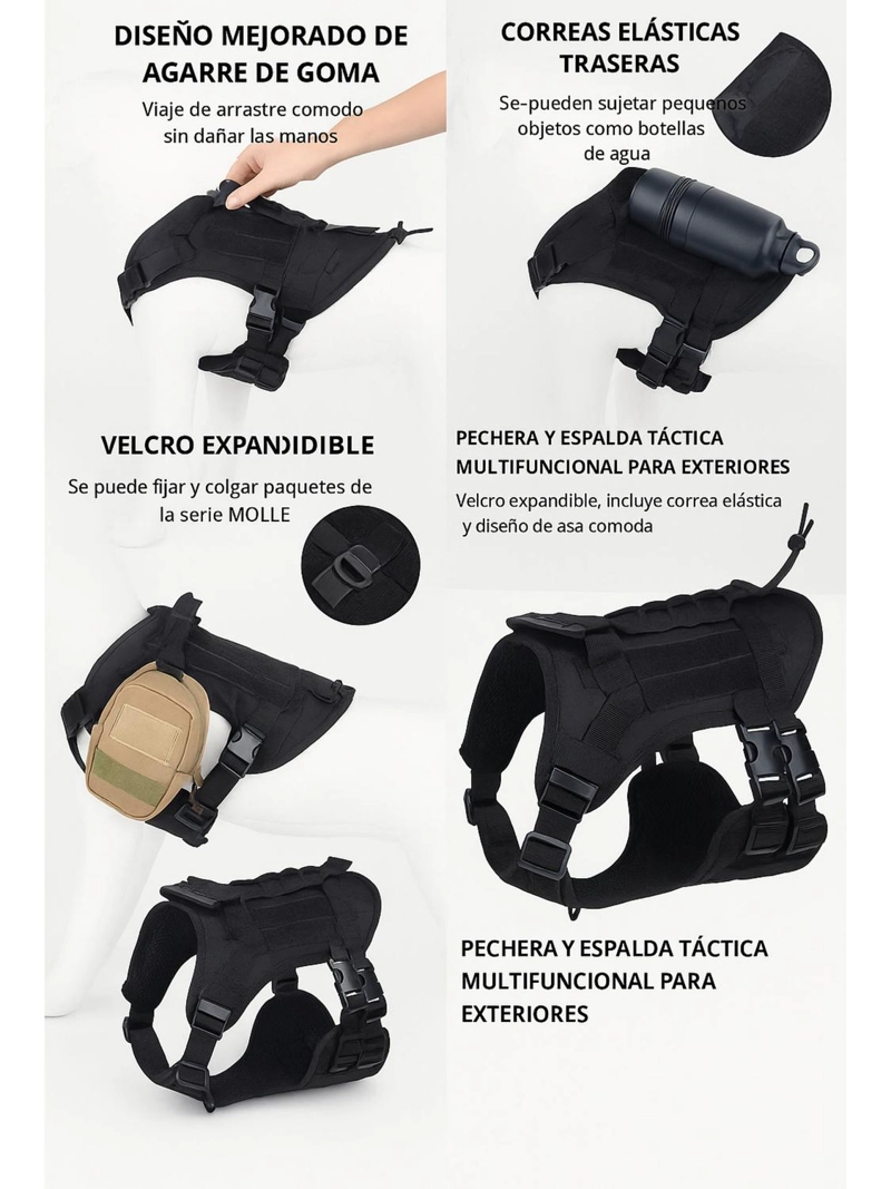 ARNE S TACTICO PERRO TALLA L AJUSTABLE REFORZADO CON MANILLA - 4