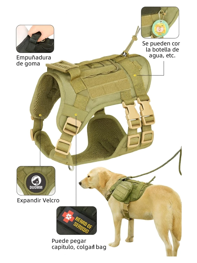 ARNE S TACTICO PERRO TALLA L AJUSTABLE REFORZADO CON MANILLA - 5