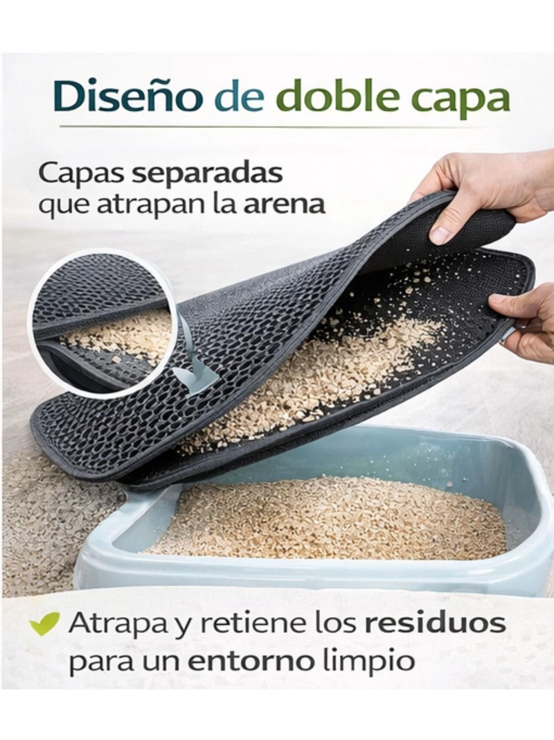 ALFOMBRA PARA ARENA DE GATOS DOBLE CAPA 65X49 CM AZUL - 2