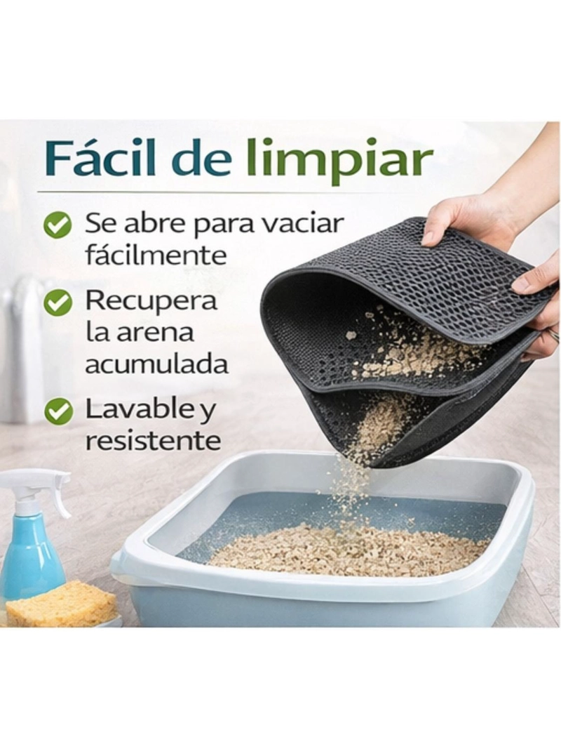 ALFOMBRA PARA ARENA DE GATOS DOBLE CAPA 65X49 CM AZUL - 5