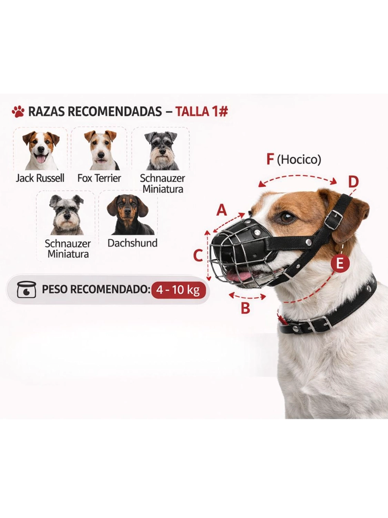 BOZAL PERRO ACERO Y CUERO TALLA M (1) PERROS 40 A 50 CM - 2