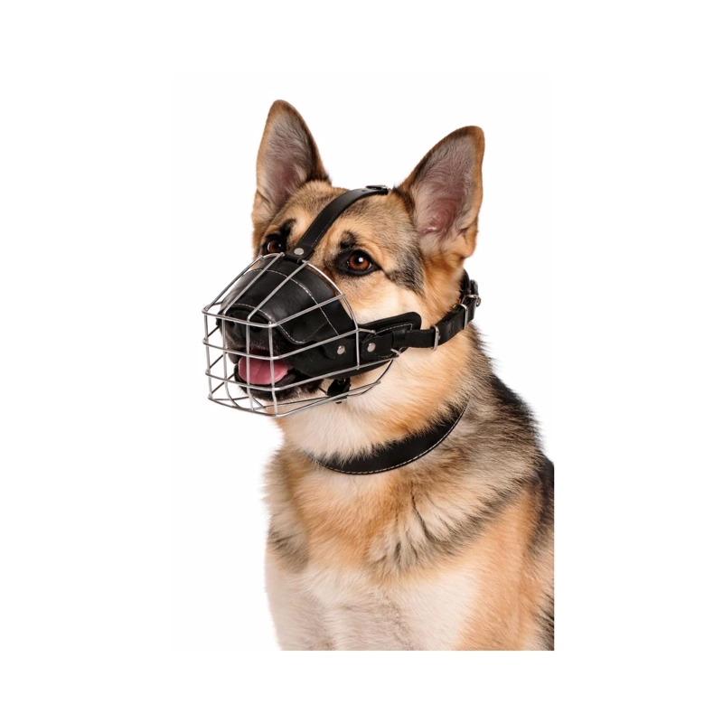 BOZAL PERRO ACERO Y CUERO TALLA L (2) PERROS 50 A 70 CM - 1