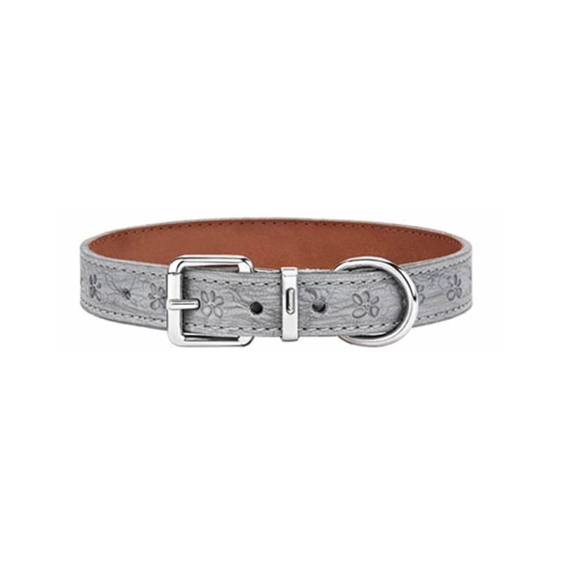 COLLAR PERRO ECO CUERO 42 CM DISEÑO PATITAS AJUSTABLE - 1