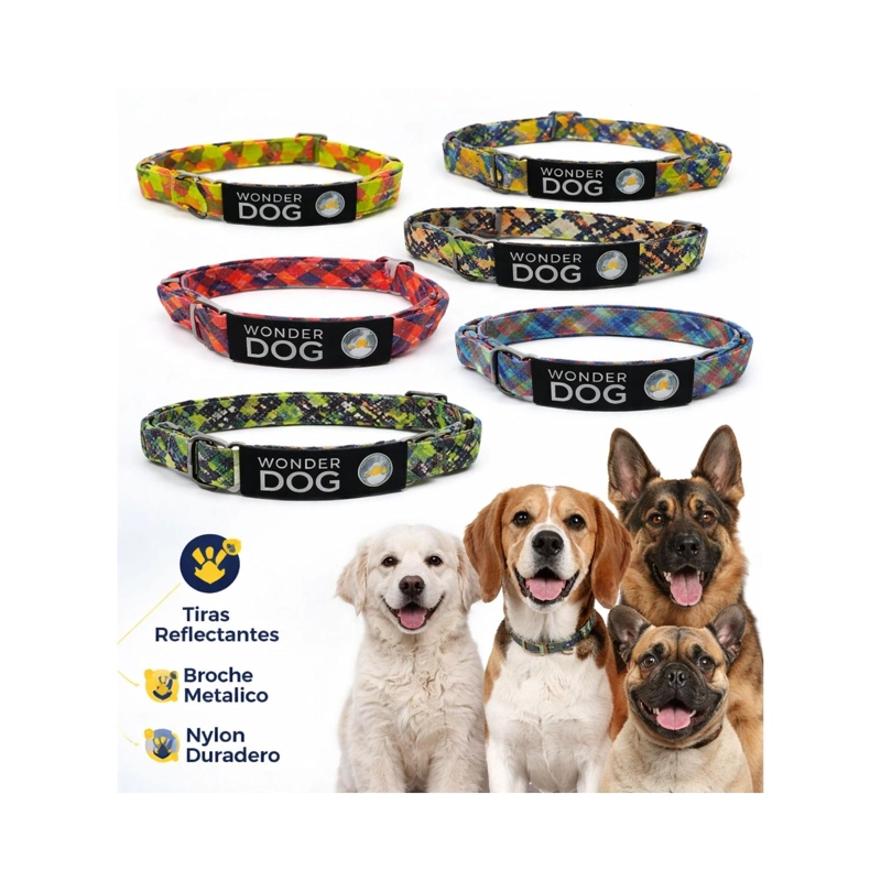 COLLAR PERRO NYLON AJUSTABLE L 48-69 CM WONDER DOG M3 - 8