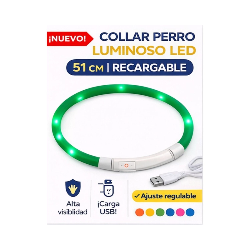 COLLAR LED PERRO USB RECARGABLE 51 CM 10-25 KG - 3