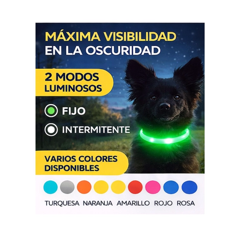 COLLAR LED PERRO USB RECARGABLE 51 CM 10-25 KG - 4