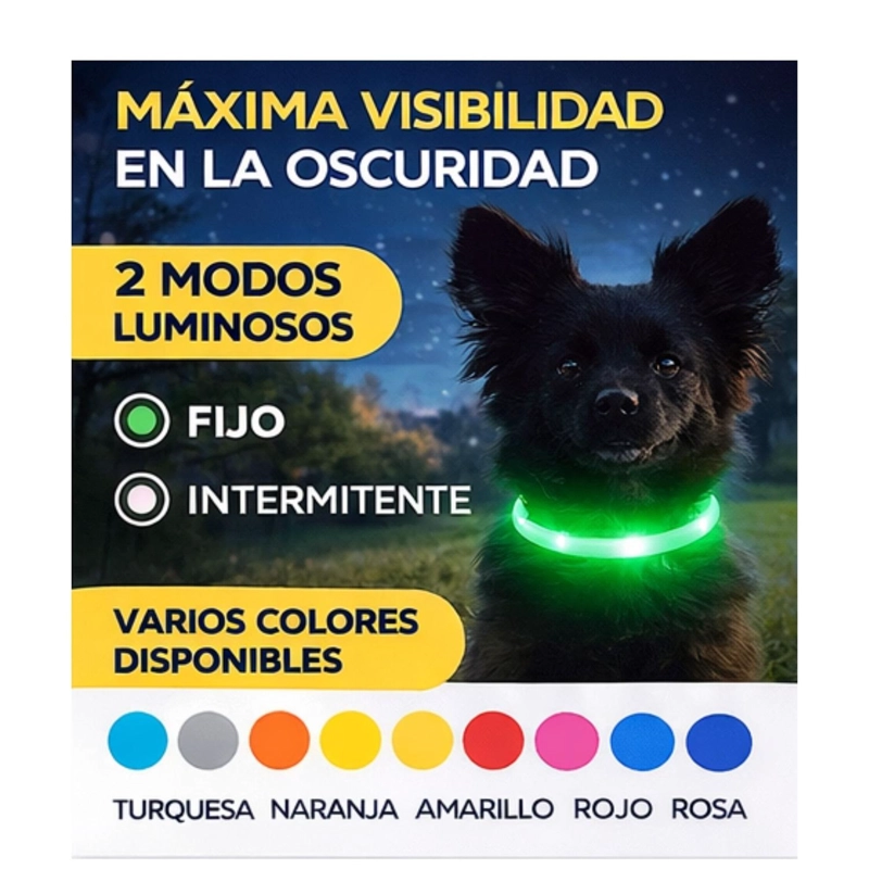 COLLAR LED PERRO USB RECARGABLE 39 CM 3-12 KG - 4