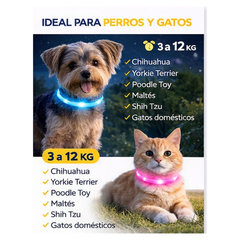 COLLAR LED PERRO USB RECARGABLE 39 CM 3-12 KG - 6